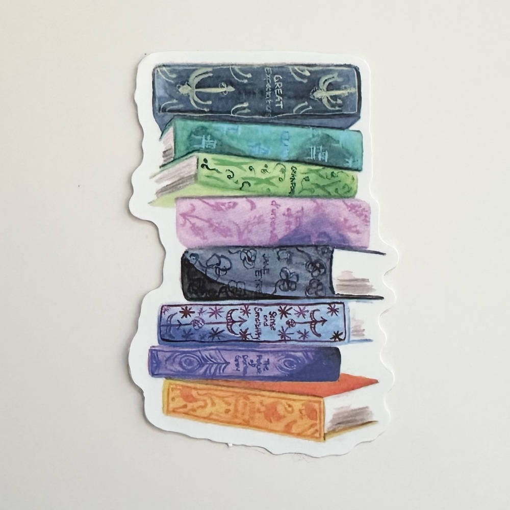 10/$10 Colorful Stack Of Books Sticker